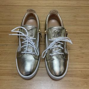 GIUSEPPE ZANOTTI Design Gold Leather Sneakers Size 43